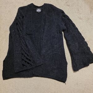 Angie Charcoal Textured Cardigan Sweater